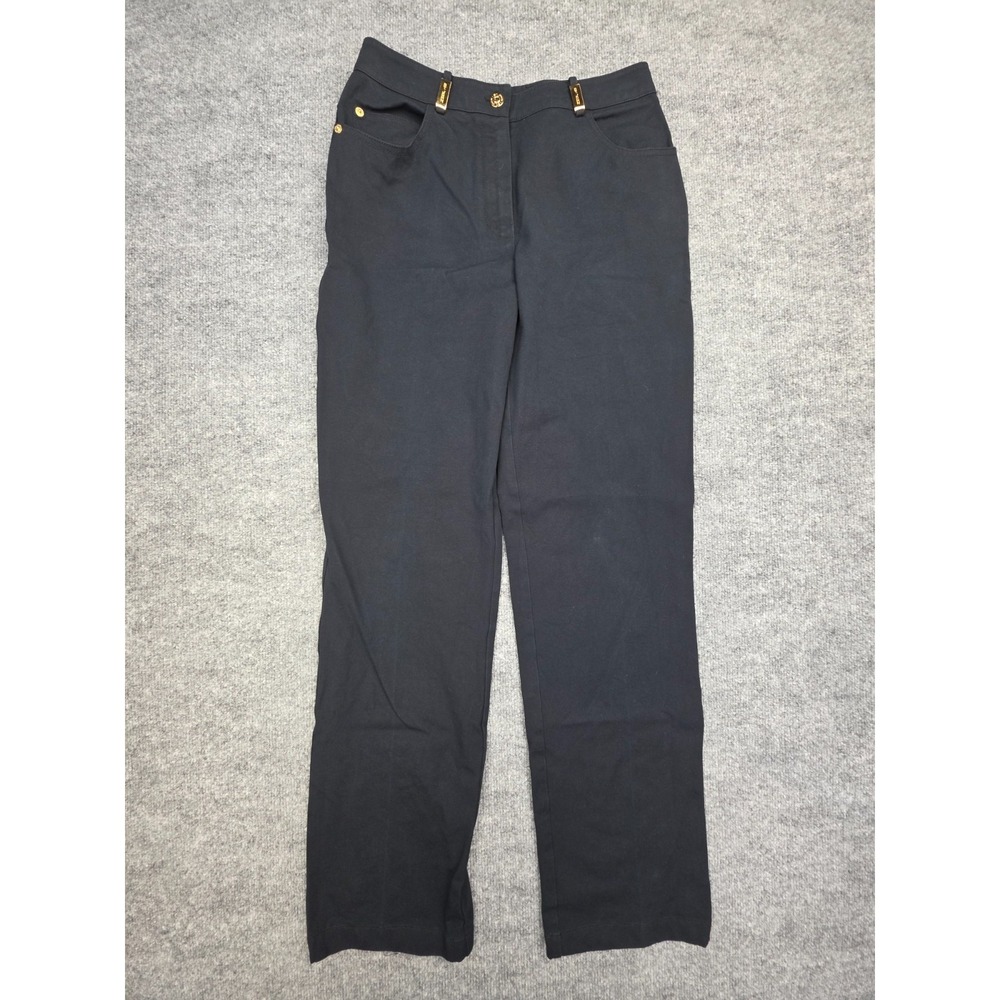 St JOHN SPORT By Marie Gray Pants Women's 4 Black Straight Leg Cotton Stretch - Picture 1 of 14